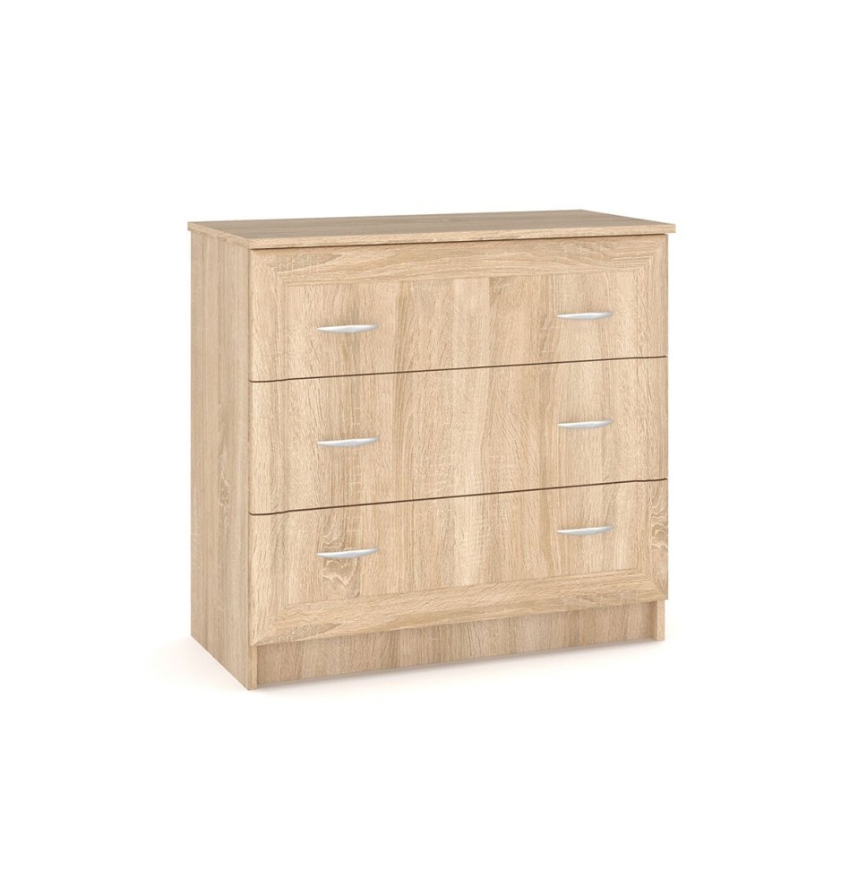 Cómoda de 3 Cajones, Color Cambria, 80.5x38x77 cm, Mueble Organizador para Dormitorio.