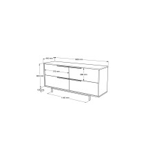 Buffet de Melamina en Color Blanco-Negro, 160x44.5x74 cm, Gran Resistencia para un Uso Duradero.