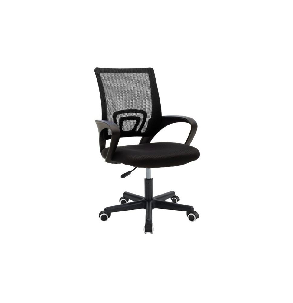 Silla de Oficina Ergonómica de Malla de Tela Negra con Reposabrazos - 56x47x85-95 cm, Confort y Estilo para Trabajo y Estudio.